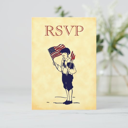 Aangepaste RSVP-Vintage 4 juli Kaart (Staand voorkant)