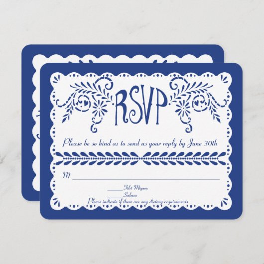 Aangepaste RSVP voor Kati Blue aan beide zijden (Voorkant / Achterkant)