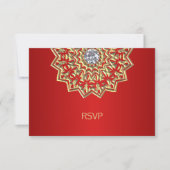 Aangepaste Ruby RODE Gouden Indiase Mandala RSVP H Kaart (Voorkant)