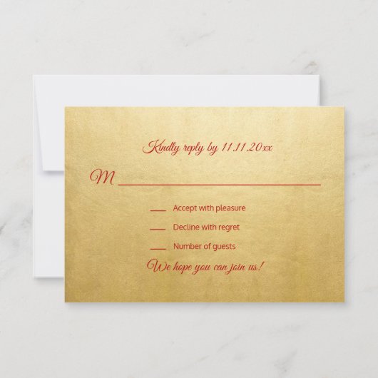 Aangepaste Ruby RODE Gouden Indiase Mandala RSVP H Kaart (Achterkant)