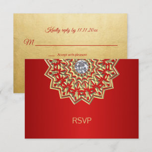 Aangepaste Ruby RODE Indiase Mandala RSVP-huwelijk Kaart