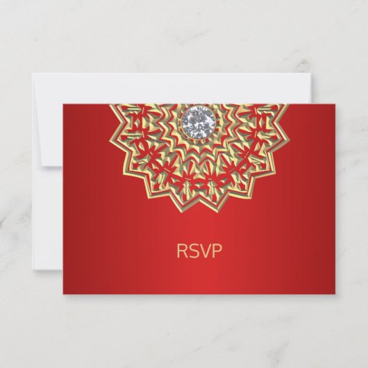 Aangepaste Ruby RODE Indiase Mandala RSVP Trouw Kaart (Voorkant)