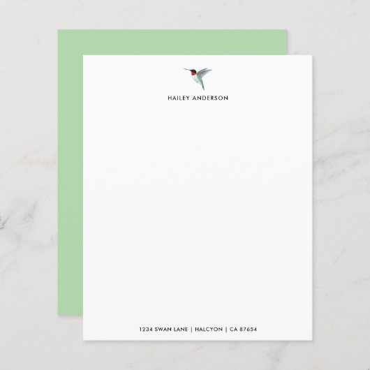Aangepaste Ruby-throated Hummingbird Stationery Pa (Voorkant / Achterkant)