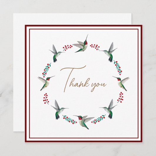 Aangepaste Ruby-throated kolibries Dank u kaart (Voorkant / Achterkant)