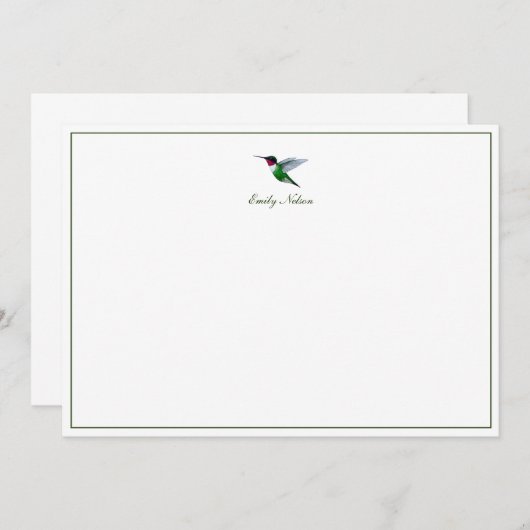 Aangepaste ruby-thromingbird Note Kaart Notitiekaartje (Voorkant / Achterkant)