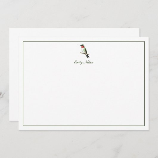 Aangepaste ruby-thromingbird Note Kaart Notitiekaartje (Voorkant / Achterkant)