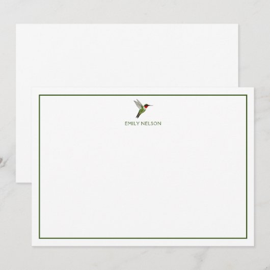 Aangepaste ruby-thromingbird Note Kaart Notitiekaartje (Voorkant / Achterkant)