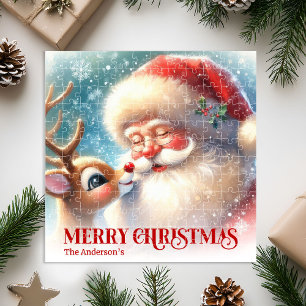 Aangepaste Rudolph en Kerstman Kerstpuzzel voor Ki Legpuzzel