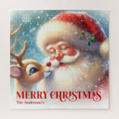Aangepaste Rudolph en Kerstman Kerstpuzzel voor Ki Legpuzzel (Verticaal)