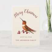 Aangepaste Rufous Hummingbird Holiday Card Feestdagen Kaart (Voorkant)