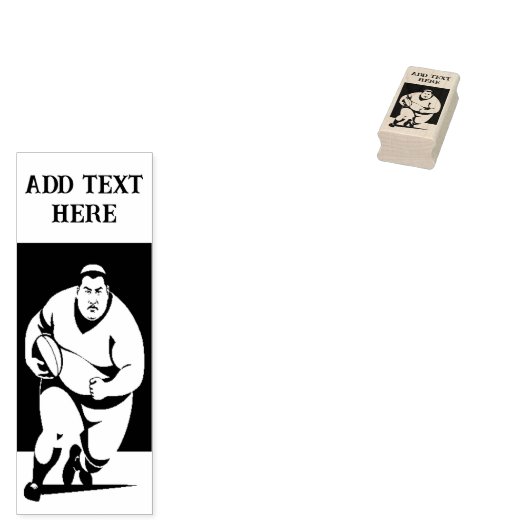 Aangepaste Rugby Player - Wood Art Stamp Rubberstempel (Gestempeld)