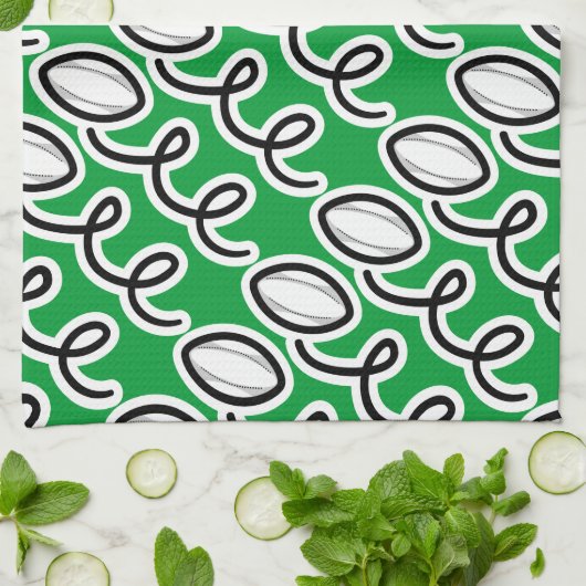 Aangepaste rugbyhanddoek | Ontwerp van sportthema' Theedoek (Gevouwen)