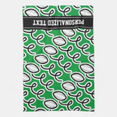 Aangepaste rugbyhanddoek | Ontwerp van sportthema' Theedoek (Verticaal)