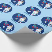 Aangepaste ruimte astronaut verjaardag cadeaupapier (Hoek)