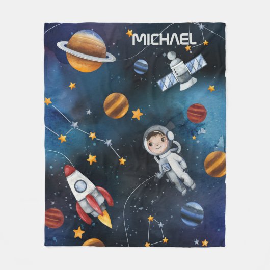 Aangepaste ruimte en astronaut fleece deken (Voorkant)