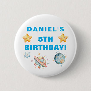 Aangepaste ruimte-thema Kids verjaardagsfeestje Ronde Button 5,7 Cm