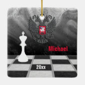 Aangepaste Russische vlagkaasschaakbord en stukken Keramisch Ornament (Achterkant)