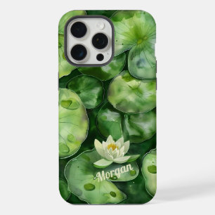 Aangepaste rustgevende waterverf vijver Lotus Ku iPhone 15 Pro Max Case