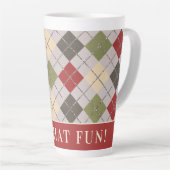Aangepaste Rustic Argyle kerstvakantie patroon Latte Mok (Rechterhoek)