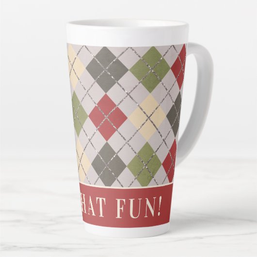 Aangepaste Rustic Argyle kerstvakantie patroon Latte Mok (Rechterhoek)