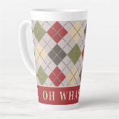 Aangepaste Rustic Argyle kerstvakantie patroon Latte Mok (Linkerhoek)