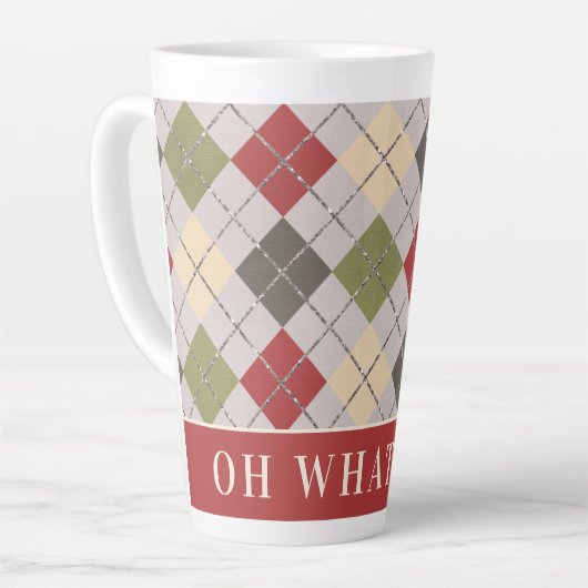 Aangepaste Rustic Argyle kerstvakantie patroon Latte Mok (Linkerhoek)
