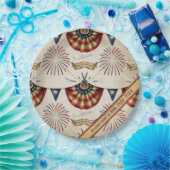 Aangepaste Rustic Flag vuurwerk 4 juli Papieren Bordje (Feest)