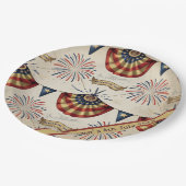 Aangepaste Rustic Flag vuurwerk 4 juli Papieren Bordje (Gekanteld)