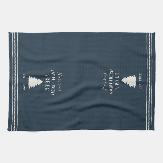 Aangepaste Rustic Holiday Boerderij, verse bomen Theedoek (Horizontaal)