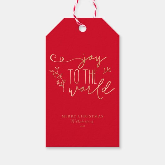 Aangepaste Rustic-kerstfamilienaam Cadeaulabel (Voorkant)
