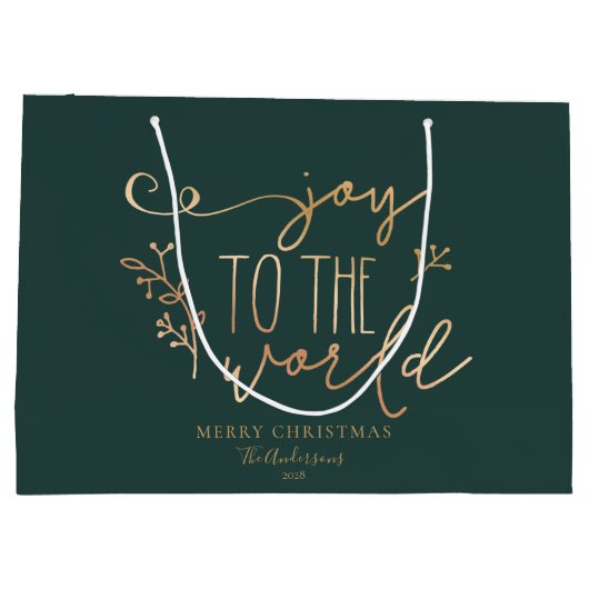 Aangepaste Rustic-kerstfamilienaam Groot Cadeauzakje (Achterkant)