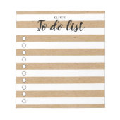 Aangepaste Rustic Kraft Striped to Do List Notitieblok (Voorkant)