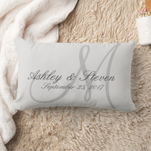 Aangepaste Rustic Linen look Monogram Lumbar Pillo Kussen (Deken)