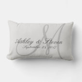 Aangepaste Rustic Linen look Monogram Lumbar Pillo Kussen (Voorkant)