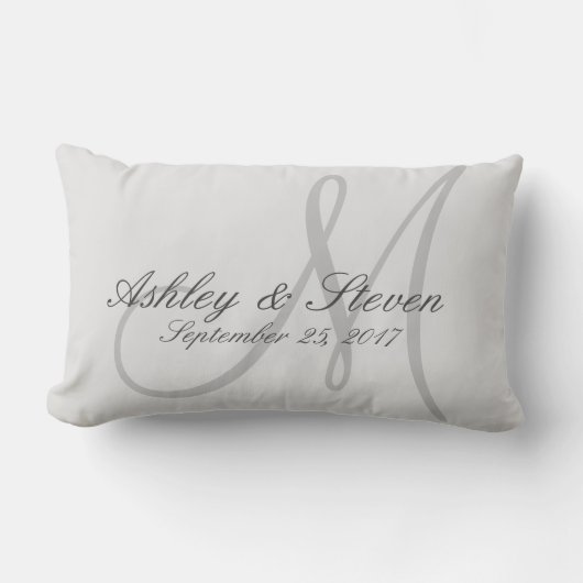 Aangepaste Rustic Linen look Monogram Lumbar Pillo Kussen (Voorkant)