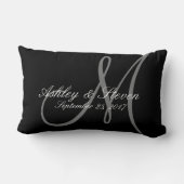 Aangepaste Rustic Linen look Monogram Lumbar Pillo Kussen (Achterkant)