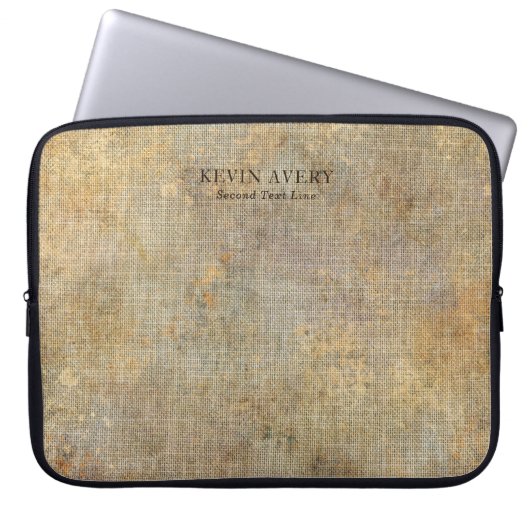 Aangepaste Rustic Linen Texture Business Laptop Sleeve (Voorkant)