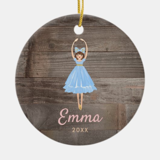 Aangepaste Rustic Sugarplum Fairy Ballerina Keramisch Ornament (Voorkant)