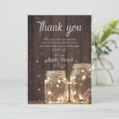 Aangepaste Rustic Wedding Wood Barn Lighting Mason Bedankkaart (Staand voorkant)