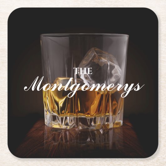 Aangepaste Rustic Whiskey Rocks Kartonnen Onderzetters (Voorkant)