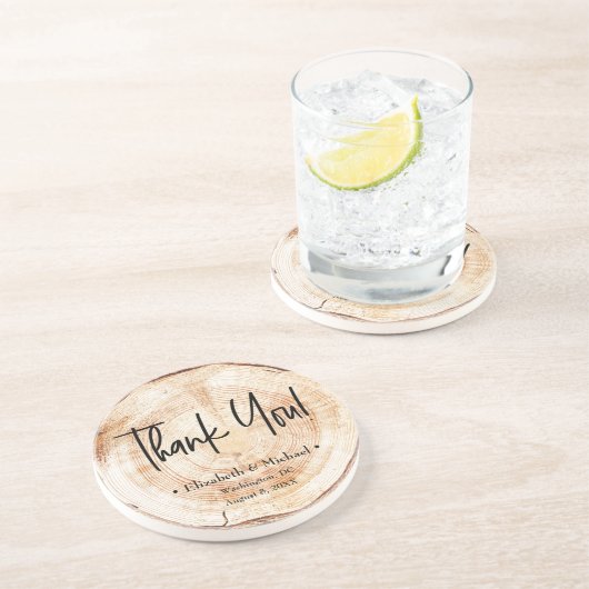 Aangepaste Rustic Wood Disk Hartelijk dank voor he Zandsteen Onderzetter (Zijkant)