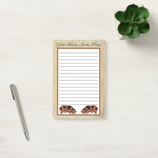 Aangepaste Rustic Wood KuneKune Pig Post-it® Notes (Kantoor)