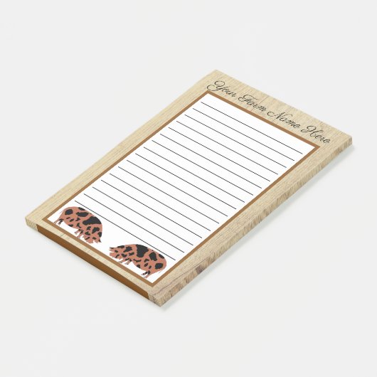 Aangepaste Rustic Wood KuneKune Pig Post-it® Notes (Schuin)