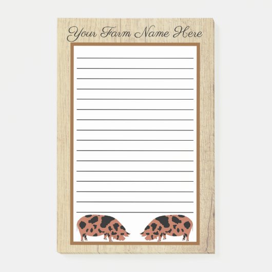 Aangepaste Rustic Wood KuneKune Pig Post-it® Notes (Voorkant)