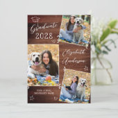 Aangepaste rustieke Afstuderen 3 foto Doodle Afstu Kaart (Staand voorkant)