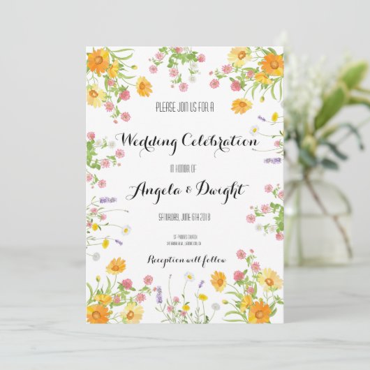 Aangepaste Rustieke Bloemen Wedding Design Kaart (Staand voorkant)