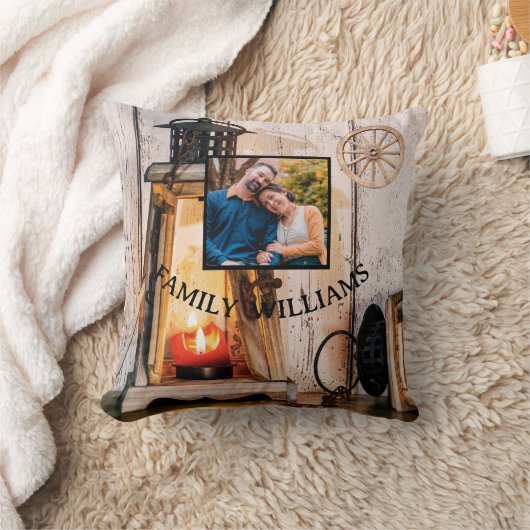 Aangepaste Rustieke Boerderij Lantaarnlamp Hout Kussen (Deken)