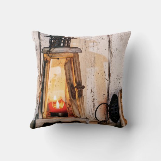 Aangepaste Rustieke Boerderij Lantaarnlamp Hout Kussen (Achterkant)