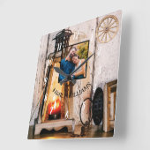 Aangepaste Rustieke Boerderij Lantaarnlamp Hout Vierkante Klok (Hoek)