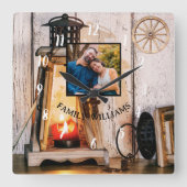 Aangepaste Rustieke Boerderij Lantaarnlamp  Hout Vierkante Klok (Voorkant)